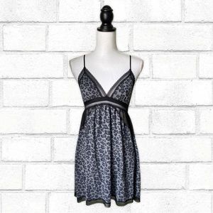 Victorias Secret Navy and Black Leopard Cheetah Lace Slip Tank Dress
